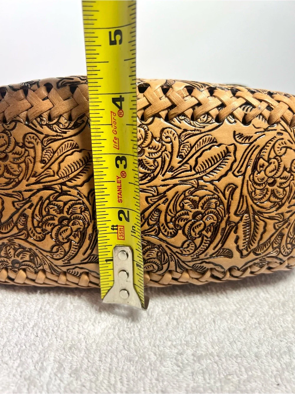 Tooled Leather Embossed Floral Saddle Bag Braided Handcrafted Western Boho